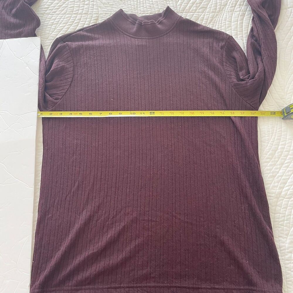 Perry Ellis Men’s Mock Neck Long Sleeve Knit Shirt Large Maroon - Picture 6 of 10